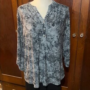 Studio Works Gray Floral Blouse